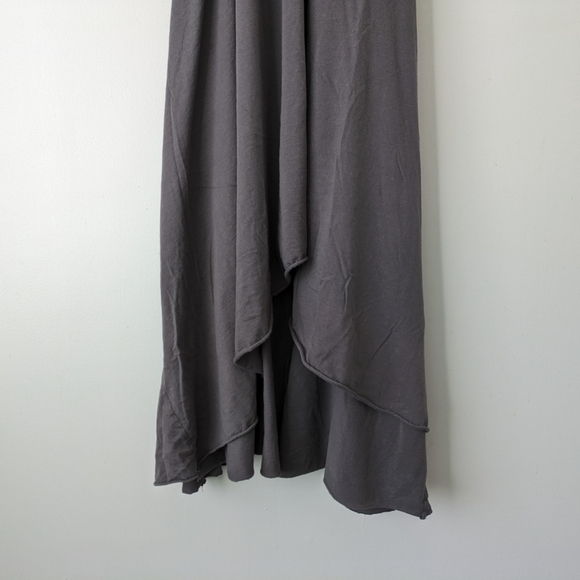 Mark & Estel Maxi Dress Women's L Gray Sleeveless Racerback Curve Hem Lagenlook - Picture 4 of 7